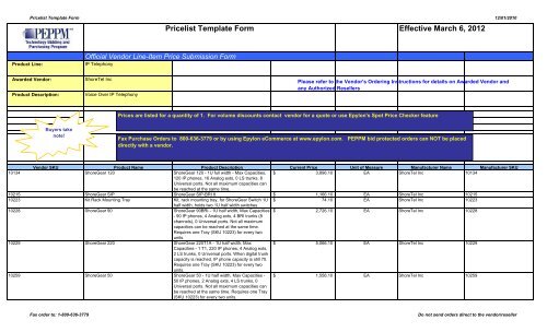 ShoreTel Pricelist - Peppm