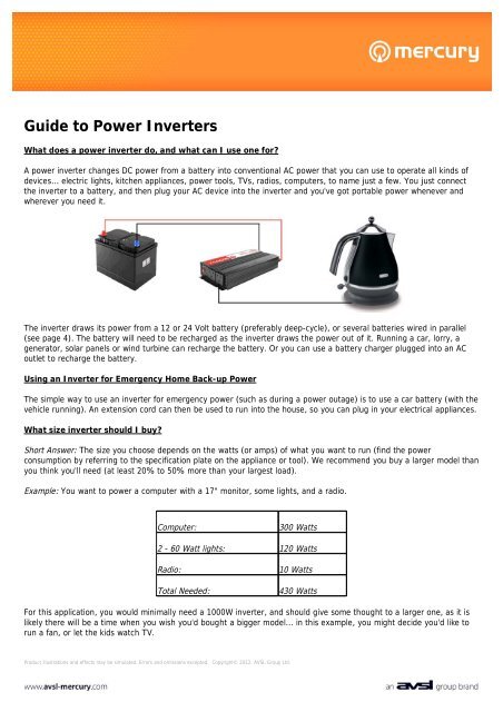 Guide to Inverters - 118kb - pdf - TLC Electrical Supplies