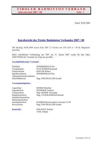 TBV - Jahresbericht 2007/08 - Vereinsmeier