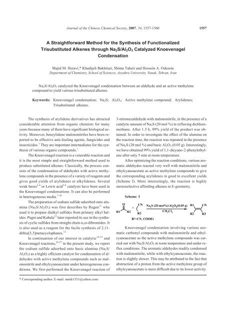 A Straightforward Method for the Synthesis of Functionalized ...