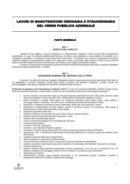 Scarica il Capitolato Speciale - Azienda ospedaliera G. Brotzu