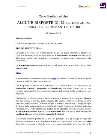 ALCUNE RISPOSTE DI: MIKE, UNA GUIDA - ElectroYou