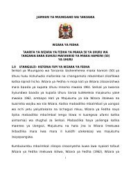 JAMHURI YA MUUNGANO WA TANZANIA WIZARA YA FEDHA ...