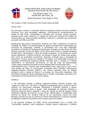 Relatório da CONAC - sínodo - Igreja Episcopal Anglicana do Brasil