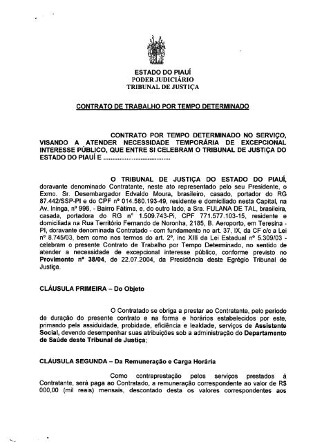 Modelo de Contrato de Trabalho por Tempo Determinado