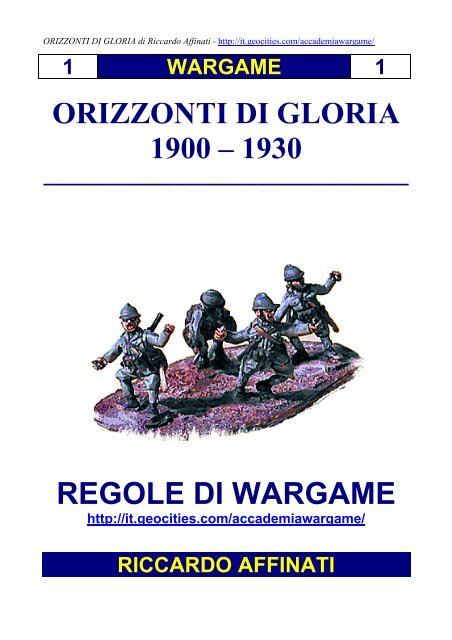 Orizzonti di Gloria 1900 – 1930 - Freewargamesrules