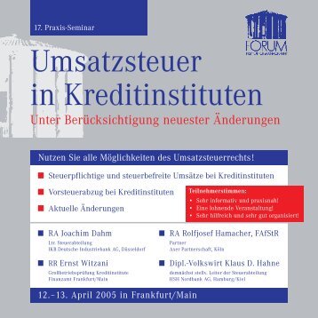 Umsatzsteuer in Kreditinstituten