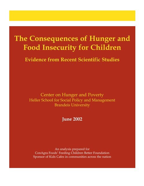 The Consequences of Hunger and Food Insecurity for Children