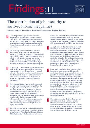 The contribution of job insecurity to socio-economic inequalities