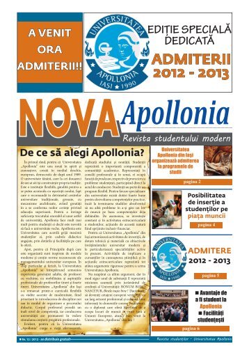 ADMITERII 2012 - 2013 - Universitatea "Apollonia" din Iasi