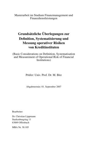 Grundsaetzliche Ueberlegungen zur Definition, Systematisierung ...