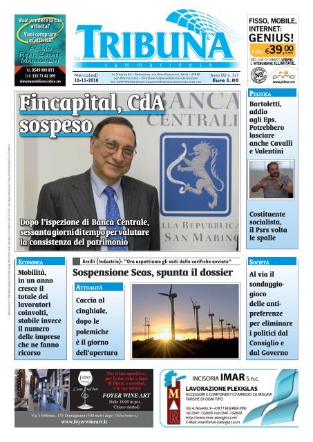 Fincapital, CdA sospeso - LA TRIBUNA SAMMARINESE