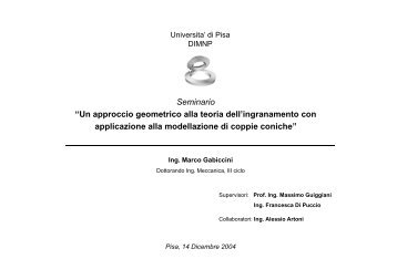 Seminario “Un approccio geometrico alla teoria dell'ingranamento ...