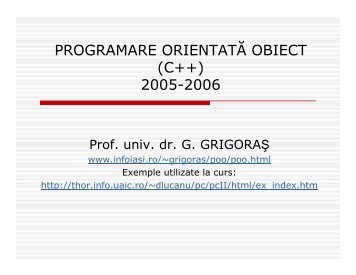 PROGRAMARE ORIENTATĂ OBIECT (C++) 2005-2006