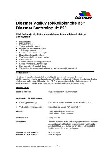 Diessner Värikivisokkelipinnoite BSP Diessner Buntsteinputz BSP