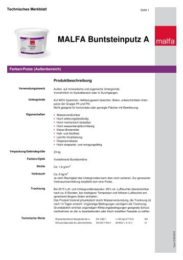 MALFA Buntsteinputz A - Malfa Farben GmbH