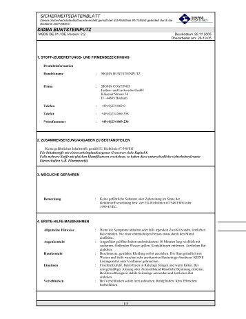 SICHERHEITSDATENBLATT SIGMA BUNTSTEINPUTZ - skcm.nl