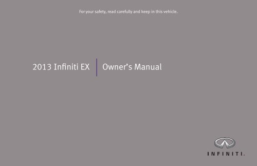 2013 Infiniti EX37 | Owner's Manual - Infiniti Owner Portal - Infiniti USA