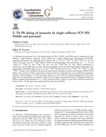 U-Th-Pb dating of monazite by single-collector ICP-MS: Pitfalls and ...