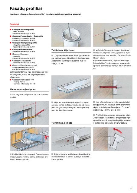 „Capatect“ pastatų šiltinimo sistemos - Srava