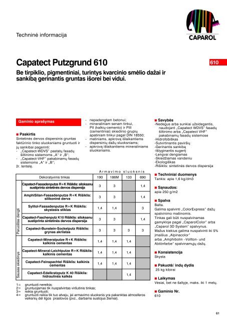 „Capatect“ pastatų šiltinimo sistemos - Srava