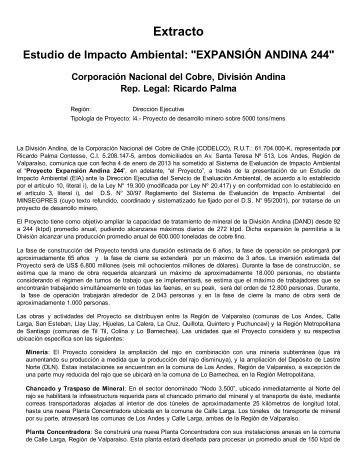 Extracto Estudio de Impacto Ambiental - Codelco