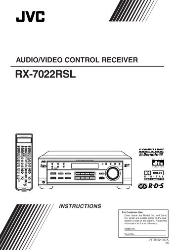 instructions audio/video control receiver rx-7022rsl - Jvc