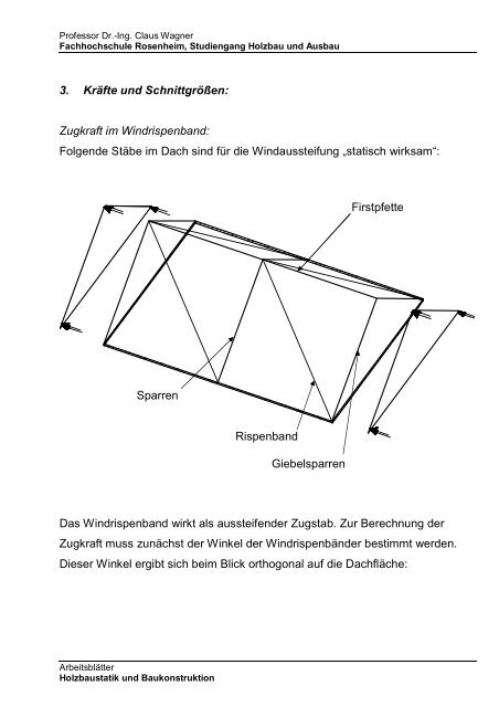 Längsaussteifung eines Daches mit Windrispenbändern