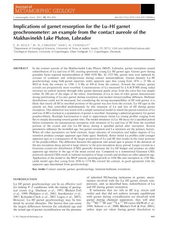 Implications of garnet resorption for the Lu–Hf garnet ...