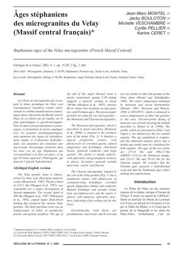 Âges stéphaniens des microgranites du Velay - Géologie de la ...