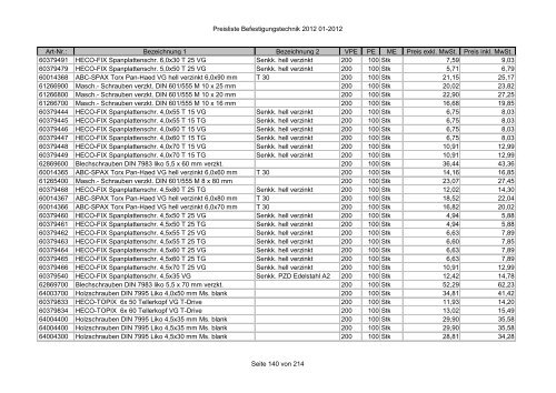 Befestigungstechnik- Preisliste - Asal