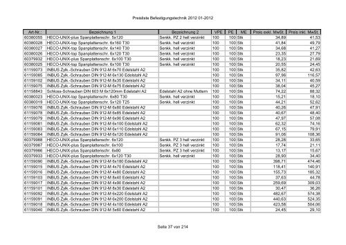 Befestigungstechnik- Preisliste - Asal