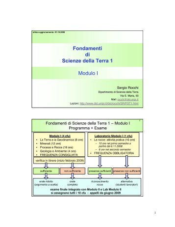 Fondamenti di Scienze della Terra 1 Modulo I - Dipartimento di ...