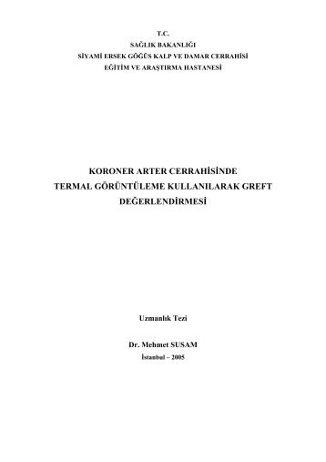 koroner arter cerrahisinde termal görüntüleme kullanılarak greft ...