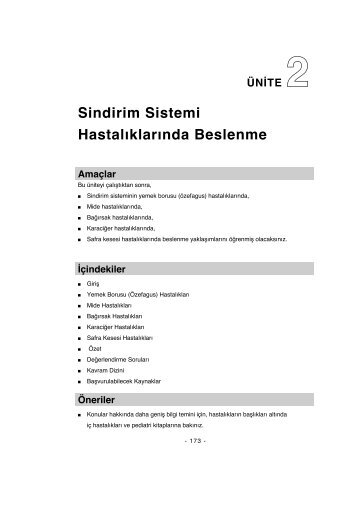 Sindirim Sistemi Hastalıklarında Beslenme - Anadolu Üniversitesi