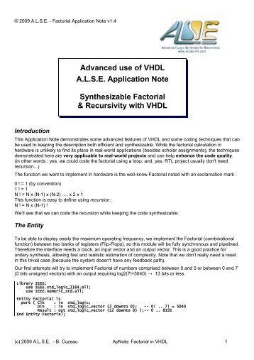 Factorial in VHDL - ALSE