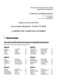 COMUNICATO UFFICIALE N.19 del 03/11/2004