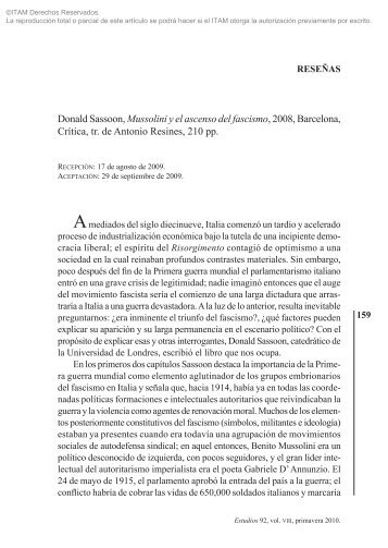 DONALD SASSOON, Mussolini y el ascenso del ... - Biblioteca - ITAM