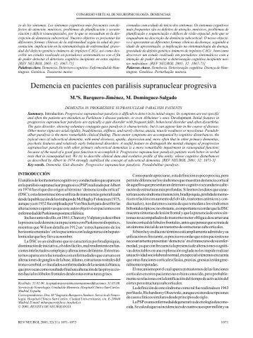 Demencia en pacientes con parálisis supranuclear progresiva (41 ...