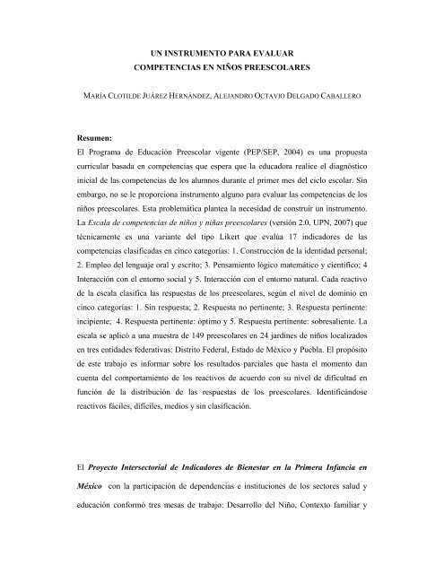 un instrumento para evaluar competencias en niños preescolares