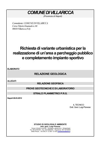 Relazione Geologica - Comune di Villaricca