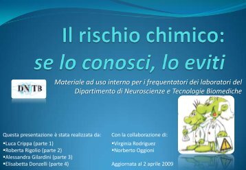 Il rischio chimico - Dipartimento di Neuroscienze e Tecnologie ...