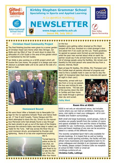 KSGS Newsletter - July 2012 - Kirkby Stephen Grammar School