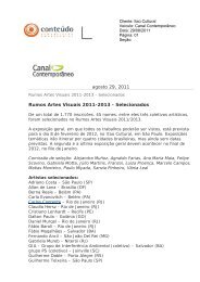 agosto 29, 2011 Rumos Artes Visuais 2011-2013 - Selecionados