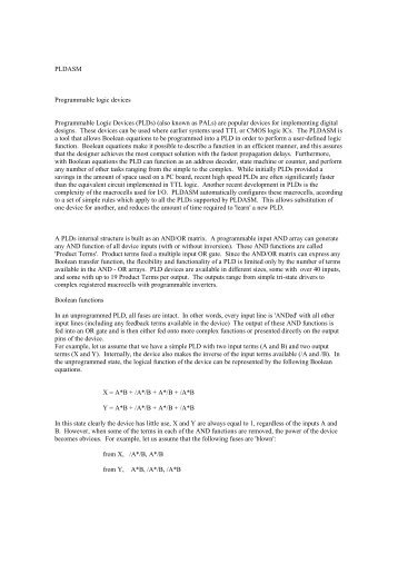 PLDASM Programmable logic devices Programmable Logic Devices