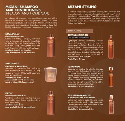 PRODUCT REFERENCE GUIDE - Mizani