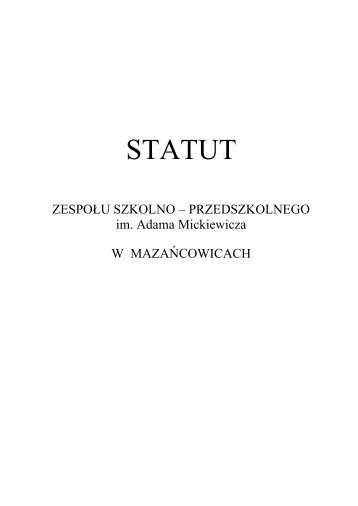 Statut Zespołu Szkolno-Przedszkolnego w Mazańcowicach
