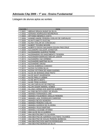 Admissão CAp 2009 – 1 ano - Ensino Fundamental ... - CAp-UFRJ