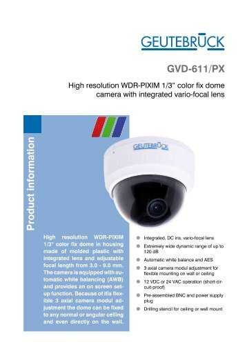 Geutebruck GFD-611/PX Dome cameras product datasheet