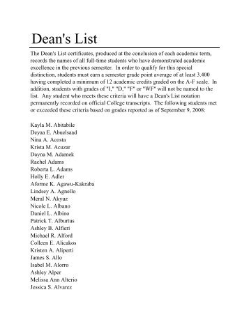 Dean's List - Marist College